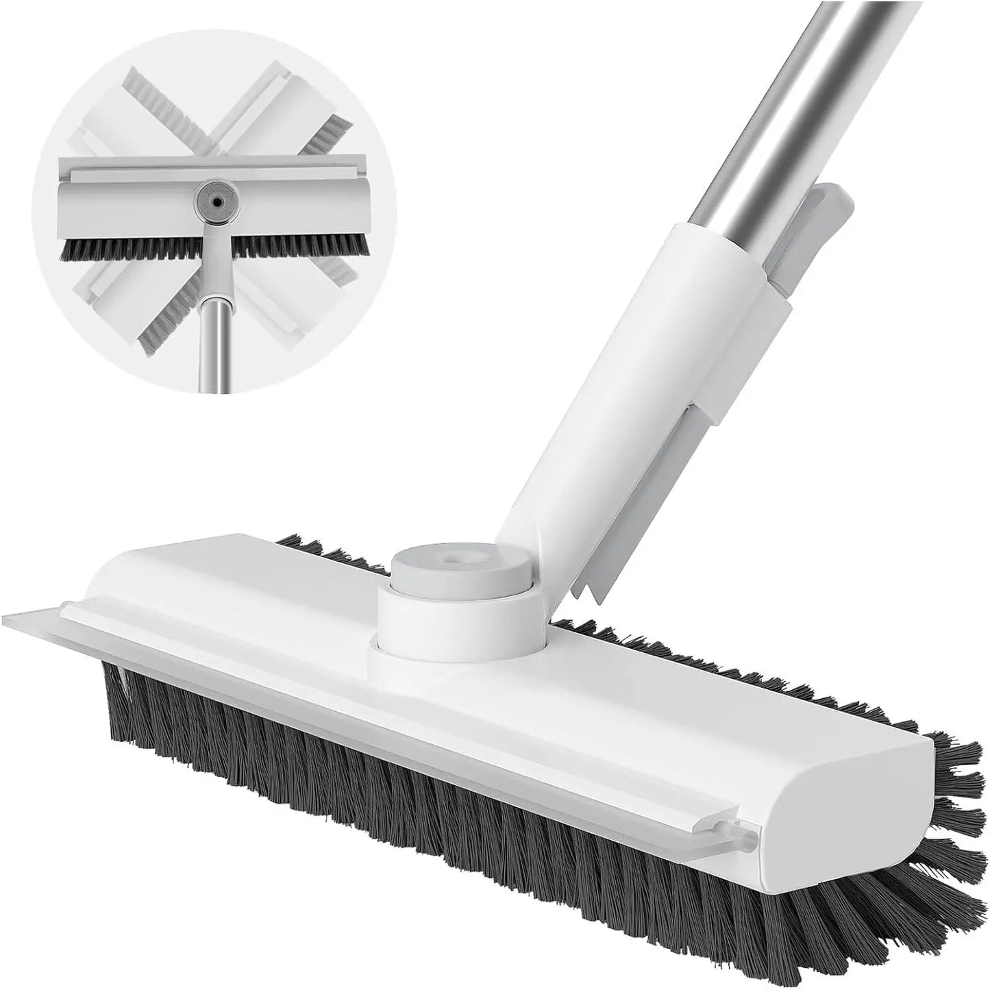 Floor Scrub Brush with Long Handle, Cleaning Brush,3 in 1 Scrape and Heavy-Duty Stiff Bristle Scrubber Brush for Cleaning Shower Bathroom, Patio, Garage, Kitchen, Wall and Deck,Christmas Gifts