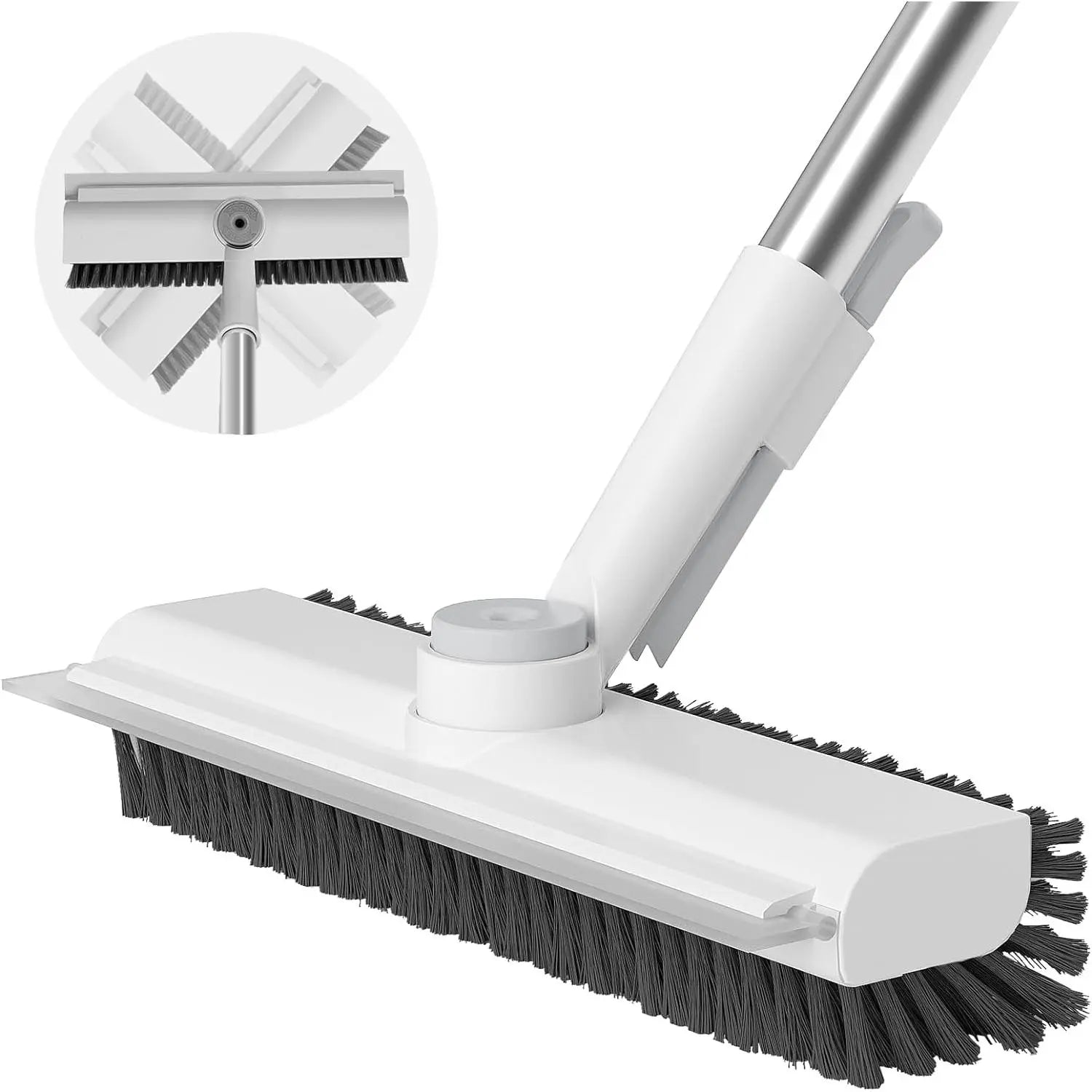 Floor Scrub Brush with Long Handle, Cleaning Brush,3 in 1 Scrape and Heavy-Duty Stiff Bristle Scrubber Brush for Cleaning Shower Bathroom, Patio, Garage, Kitchen, Wall and Deck,Christmas Gifts