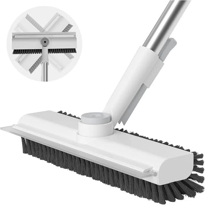 Floor Scrub Brush with Long Handle, Cleaning Brush,3 in 1 Scrape and Heavy-Duty Stiff Bristle Scrubber Brush for Cleaning Shower Bathroom, Patio, Garage, Kitchen, Wall and Deck,Christmas Gifts